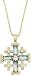 Nazareth Store Gold Plated Jerusalem Cross Pendant Necklace Turquoise Aquamarine & Zircon Gems