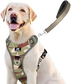TUFFDOG Easy-Fit Dog Harness Medium - Fast Release Neck Clip, Premium Padded Reflective No Pull Harness with Control Handle, Adjustable Step-in Dog Vest Plus Free Matching Lead (M, Vivid Violet)