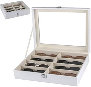 Cokritsm 8 Slot White Sunglasses Organiser Box , Sunglasses Storage For Women And Men, Sunglasses Rack Sunglasses Display Case, Sunglasses Stand White Storage Boxes, Glasses Stand Multiple Pairs