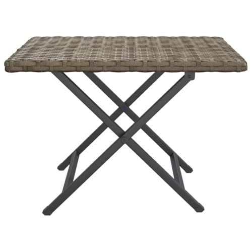 Mesa plegable ratán gris de exterior resistente a la intemperie 4