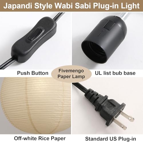 Fivemengo 20in Paper Lanterns Plug in Hanging Lamp Off-White 19.7FT Cord by Fivemengo - Used condition - Image 7