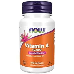 Now Foods, Vitamin A, 10.000IU (3.000mcg), from Retinyl Palmitate and Cod Liver Oil, High Dose, 100 Capsules, Gluten Free, SOYA Free, Non-GMO, Eye-Health