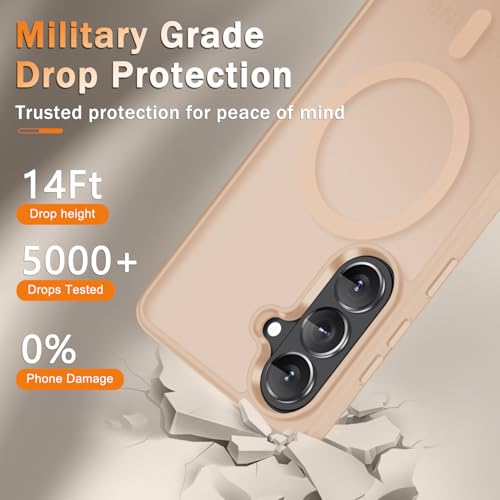 Image of YENAPOON for Samsung Galaxy S26+ Plus Case, Matte Magnetic Phone Cover [with 1 Screen Protector] [Support for MagSafe] [Shockproof Military Grade Protection] Translucent Frosted Back, Coral Pink