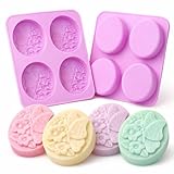 2Pack Flower Soap Molds Butterfly Silicone Mold Flower Butterfly Handmade Soap Mould Flowers Silicone Molds Candle Mold for Wax Soap Candle Lotion Bath Bombs Resin Ice Cube Cake Chocolate Candy Pastry
