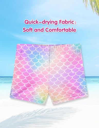 Image of Girls Swimsuit Colorful Short Sleeve Bathing Suits UPF 50+ Rash Guard Set Two Piece Summer Swimwear