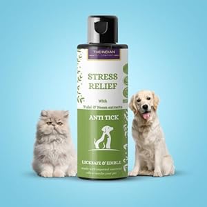 The Indian Pet Company Stress Relief Anti-Tick Shampoo for Dogs & Cats -Remove & Prevents Ticks-Fleas|Neem&Tulsi Extracts|Non-Toxic|Balanced Ph|100% Licksafe|Paraben Free(100ml)