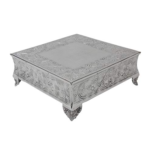 Giftbay Creations 751-16S Wedding Square Cake Stand, 16-Inch, Silver #TOP1