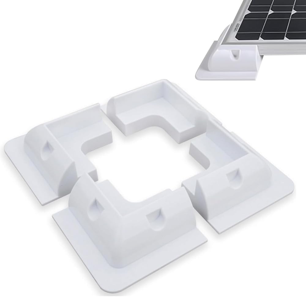 Solar Panel Mounting Brackets, ABS Corner Bracket Solar Panel Roof Drill-Free Mount for RV, Boats, 1Set - 4pcs (4pcs White)-image-14