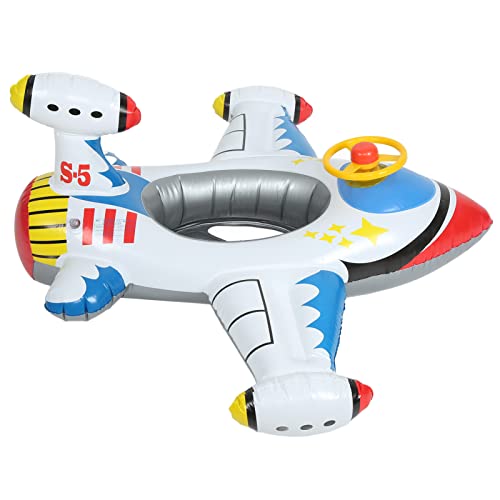 Dilwe Bouée de Natation Gonflable en Avion, Flotteur de Natation pour Enfants avec Volant Rotatif et Buse Anti-Fuite, Flotteur pour bébé pour Nager et Jouer...