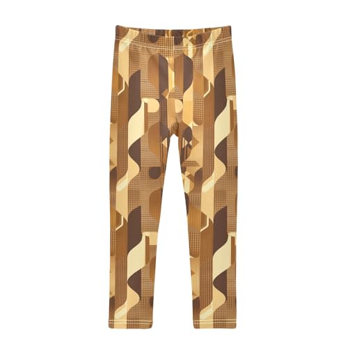 Brown Houndstooth Gold Kids Baby Girls Legging Comfortable High Waisted Yoga Pants Gym