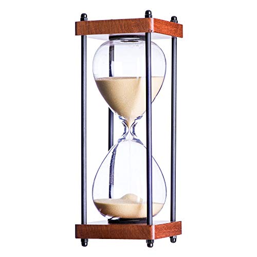 Bellaware Large Hourglass Timer, 30 Minutes Wooden Sand Timer, Decorative Sandglass, Yellow