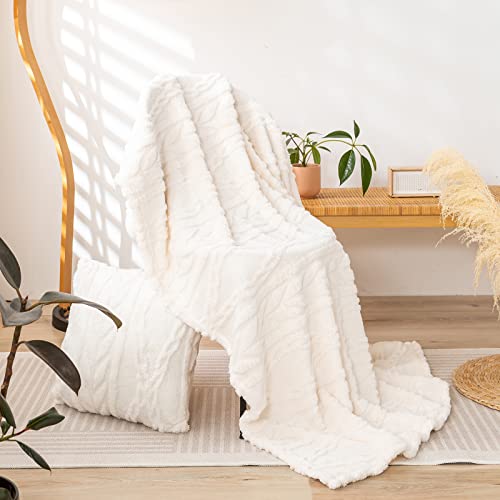 Couverture sherpa 3D super douce plaid épais et moelleux YUSOKI - 3
