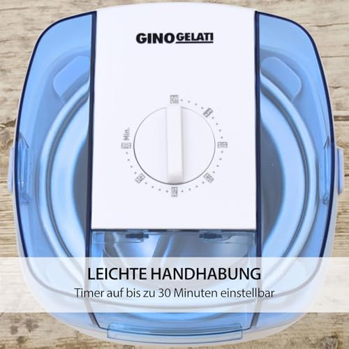 Gino Gelati Eiscreme Maschine Drions/Eismaschine Speiseeismaschine Eisbereiter, Weiß/Blau, Edelstahl, 1,5 Liter Volumen, 30 Watt Leistung, einfache Bedienung – Bild 3