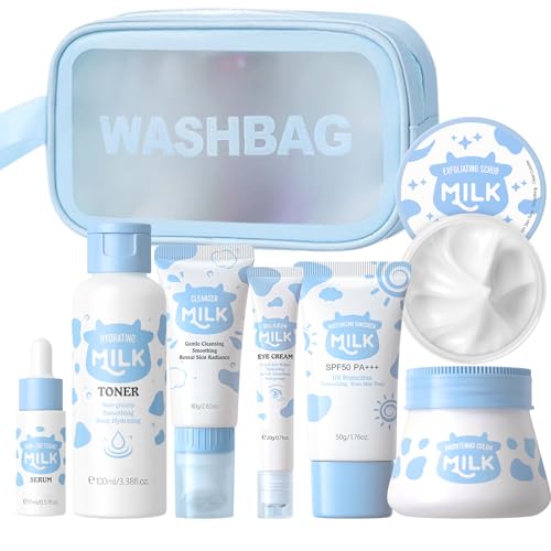Milk Skincare Set Girls Gifts - 8Pcs Milk Skin Care...