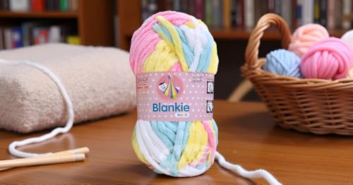 Image of M.G Enterprise Ganga Knitting Yarn Thick Chunky Wool, Blankie Mayo 200 gm Best Used with Knitting Needles, Crochet Needles Wool Yarn for Knitting, with Needle.-S, Multi