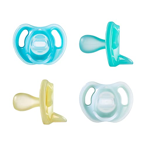Image of Tommee Tippee Ultra-Light Silicone Pacifier, Symmetrical One-Piece Design, BPA-Free Silicone Binkies, 6-18 Months, Pack of 4 Pacifiers