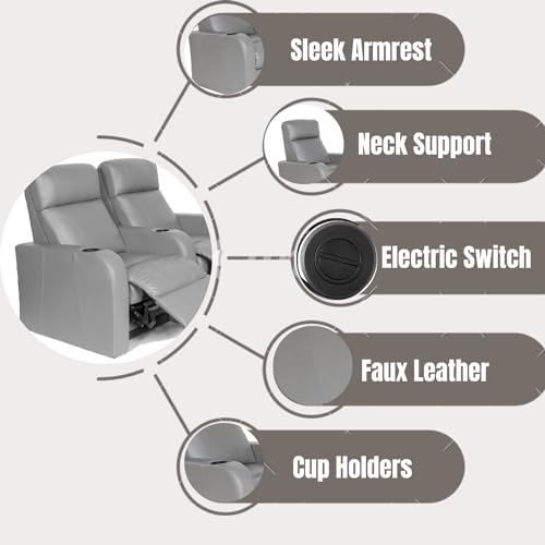 Image of Experience Supreme Comfort Electric Two-Seater Recliner(Cosmo) - Elegant Grey, Unrivaled Relaxation, Durable Design, & Exceptional Service