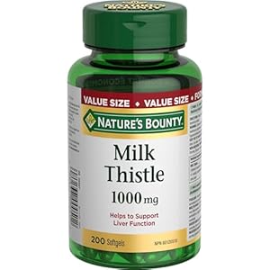 Nature’s Bounty Milk Thistle Pills and Herbal Health Supplement, Helps Supports Liver Function, 1000mg, 200 Softgels, Multi-colored