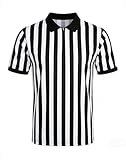 WILLBEFIT Men's Referee Shirt Women Official Football Basketball Zipper Ref Jersey for Halloween Costume Umpire Waitress Uniform XXL