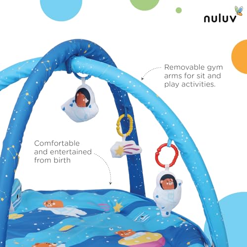 Image of Baby Playgym for Babies | Activity Play Gym Mat with 5 Hanging Toys|Foldable&Durable Cotton Play Mat|Baby Crawling Mats for Floor for 0 to 24 Months (Space)