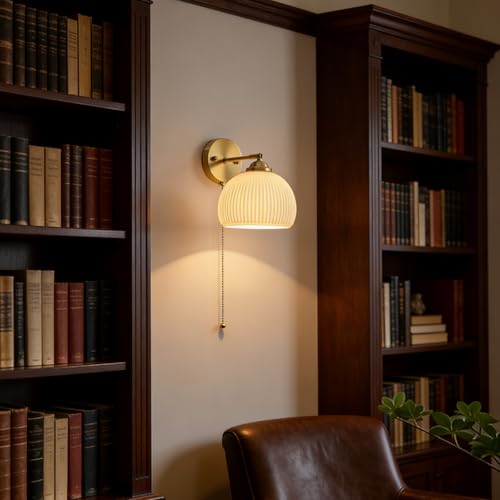 Lámpara de Pared con Interruptor de Cadena E27 Apliques Retro de Cristal 6