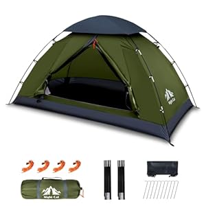 Night Cat Zelt für 1 Person Camping: Wasserdicht Rucksackzelte für 1 Mann Einfache Einrichtung Leichtgewichtig Wanderungen im Hinterhof