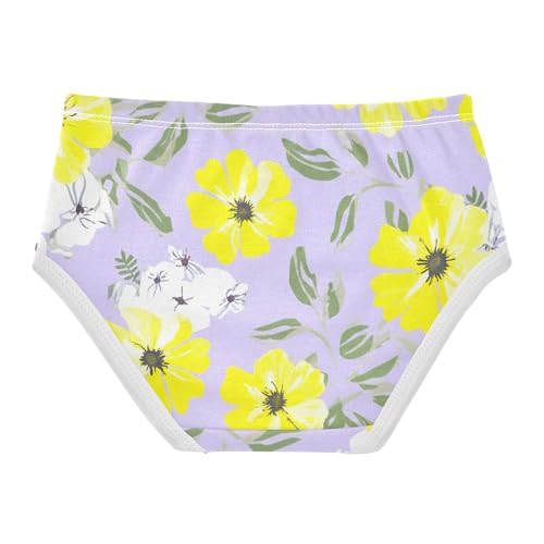 Cotton Toddler Underwear Floral White Yellow Flowers Violet Little Girl Panties Durable Underpants Briefs 2t2