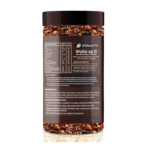 Image of Equalite Honey Choco CranberryMuesli I Dry fruits I Muesli I Fruit and Nuts I No added sugar I Granola I High protein muesli I Breakfast I Healthy food I Protein food I Gluten Free |No preservatives | High fiber| High Omega-3 | High Minerals & Vitamins |Weight loss food I Equalite foods | 1050g