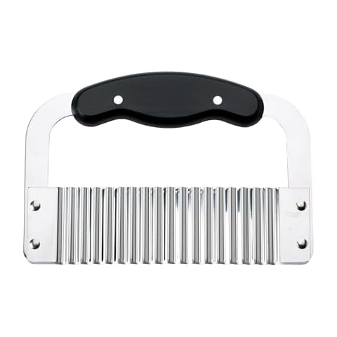 HIC Kitchen Crinkle-Cut Wave Slicer French Fry Vegetable Cutter, Stainless Steel Blade Cover