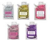 Gel de purpurina para el cabello; purpurina corporal y facial para mujeres/niños (5 unidades de unicornio) holográfico iridiscente grueso estrellas y luna, se