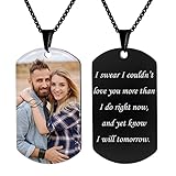 Fanery sue Custom Dog Tag Necklace for Men Women, Memorial Necklace with Picture, Photo Engraved Pen