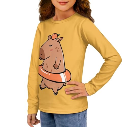 Image of Girls Long Sleeve Shirt with Cute Graphic Casual Pullover Tops 3-16Y