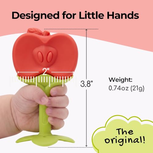 Image of Innobaby Original Teethin Smart EZ Grip Fruit Teether and Sensory Toy for Babies and Toddlers in Apple. BPA Free Teether