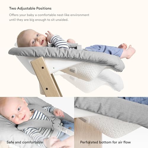 Tripp Trapp Chair from Stokke (Natural) + Tripp Trapp Newborn Set (Grey) - Cozy, Safe & Simple to Use - for Newborns Up to 20 lbs