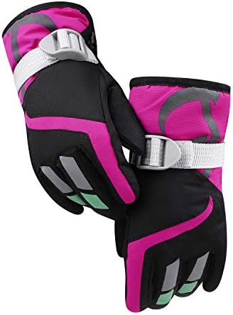 Kids Boys Girls Ski Mittens Winter Skiing Gloves Thermal Snow Mittens Warm Hands Full Finger Gloves Age 3-6 Years Old Waterproof Windproof Ski Gloves Outdoor Sports Skiing Cycling Snowboarding