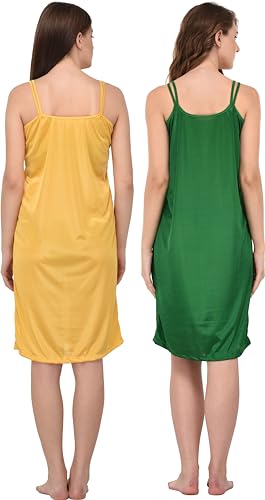 Image of You Forever Women Sexy Satin Striped Solid Above Knee Length Nighty, Loungewear, Nightwear, Sleepwear, Home Wear Short Nighty for Women Pack of 2
