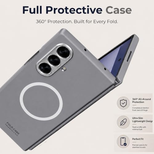 Image of TechTrendz Magnetic Cover [Compatible with MagSafe] for Samsung Galaxy Z Fold 8 Ultra Case Slim Hard PC + Tempered Glass Protective Phone Case for Galaxy Z fold 8 Ultra Back Cover - Grey