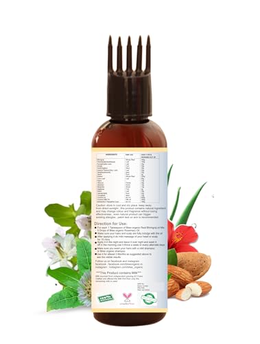Blise organic Real Bhringraj oil -Anti hairfall, Hair growth, for Men and Women, highest Bhringraj concentration, with 21 precious herbs, 100% Natural