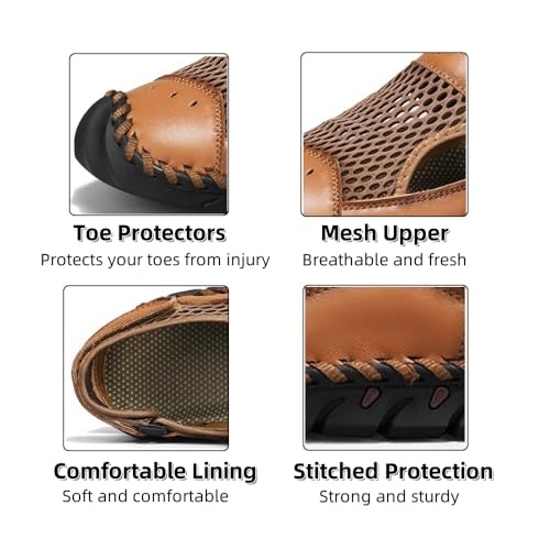 Asifn Men's Casual Sandals Outdoor Summer Beach Breathable Casual Closed Walking Lightweight Mesh Adjustable Athletic Driving Shoes3