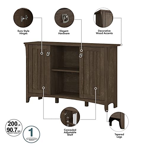 Bush Furniture Salinas L Shaped Desk With Storage, 60W, Ash Brown & Salinas Accent Storage Cabinet With Doors, Ash Brown #TOP7