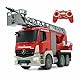 JAMARA 404960 - Feuerwehr Drehleiter 1:20 Mercedes Antos 2,4G - deutsche Sirene mit blauen LED Signallichtern, 420 ml Wasserbehälter, Reale Spritzfunktion, programmierbare Funktionen, 4 Radantrieb
