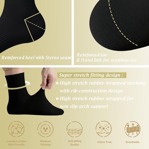 Mens Athletic Cotton Quarter Crew Socks Light Weight Moisture Wicking Odor Control Sports Socks for Men 5 Pairs3