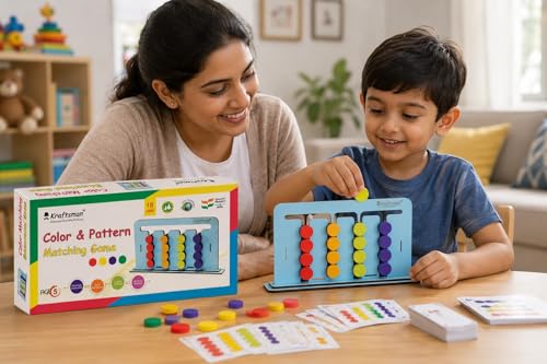 Image of Braintastic Wooden Color and Pattern Matching Fun Learning Game Baord for Kids 4+