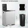 SUPER DEAL Kitchen Trash Can 16 Gallon 60L Dual Stainless Steel Garbage and Recycling Can with Foot Pedal for Kitchen, Living Room, Office, Removable Inner Buckets Soft Close Lid Odor Proof, Silver