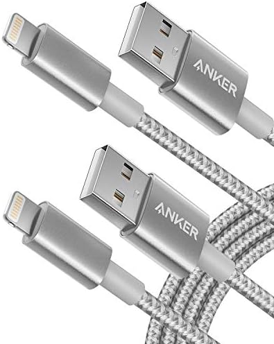 Anker USB A to Lightning Cable, MFi-Certified (2-Pack, 6 ft, Silver)