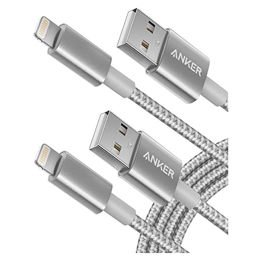 Anker iPhone laddningskabel, Lightning-kabel 6 fot, paket med 2 dubbelflätade premium nylon Lightning-kablar, MFi-certifierad, för iPhone XS/XS Max/XR/X/8/8 Plus/7/7 Plus/6, iPad med mera