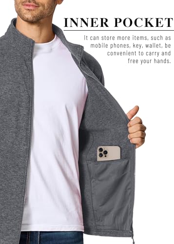 MAGCOMSEN Mens Zip Up Sweatshirt Casual Fleece Jacket with Zipper Pockets and Stand Collar3