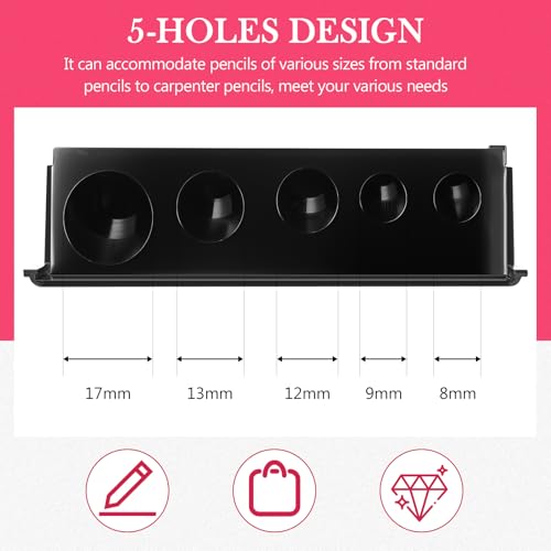 Image of Honoson 2 Pcs 5 Hole Cosmetic Long Point Manual Pencil Sharpener with Plastic Lid Makeup Eyeliner Pencil Sharpener(Pink Black)