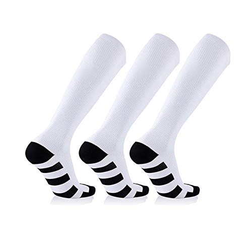 Chaussettes de Compression Pour Hommes Et Femmes-Parfait Pour Le Printemps/Été-Meilleurs Bas Pour La Course,Médical,Sportif,Voyage,S/M L/X (3 Paires) Blanc L/XL (50-52) Cover