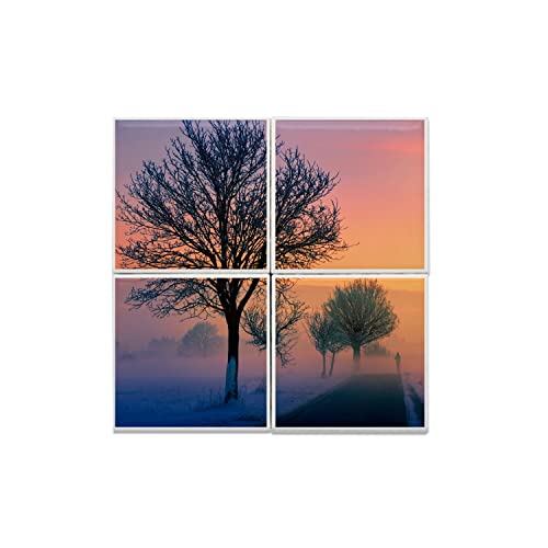 Carreaux Céramique Décoratif Footting dans la Brume Matinale Hiver Neige Sport Paysage 40x40cm